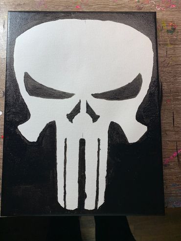 punisher skull black and white