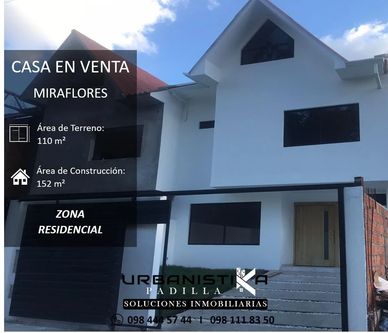 Venta de casa en Miraflores Cuenca aplica a credito vip