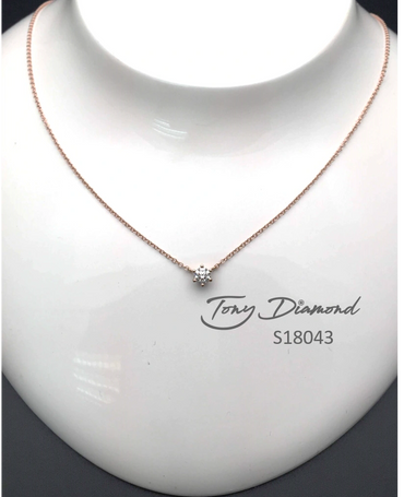 Tony Diamond, 0.20ct round diamond pendent with necklace