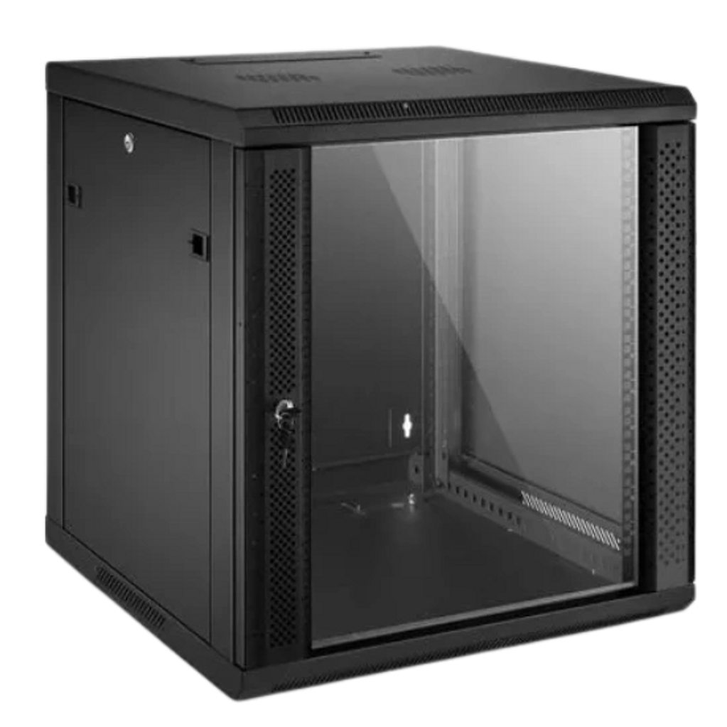 12U GW600-Series 19" 4-Rails Wall Mount Cabinet with Glass Front Door