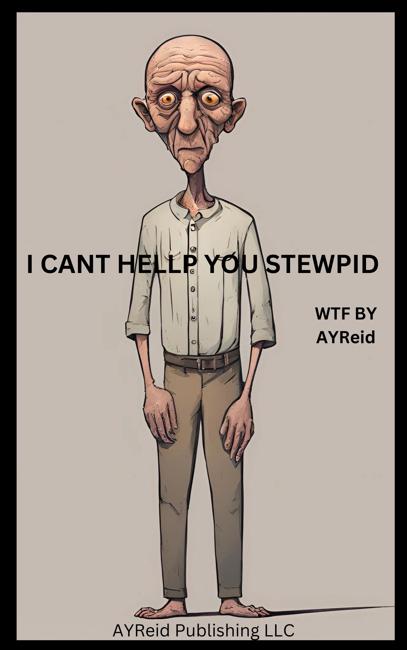 Caricature of an elderly man with exaggerated features and a humorous caption.
