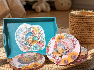 Fall coasters with tray 
Custom made
