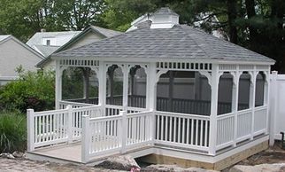 Rectangle vinyl gazebo with cupola