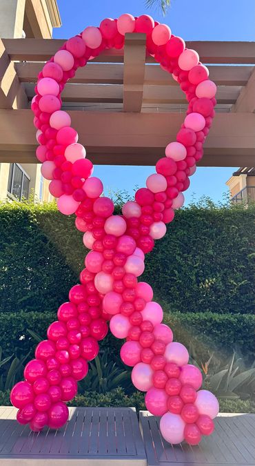 Custom balloon structure. Breast cancer balloon ribbon. Pink balloons. Balloons near me 92618.