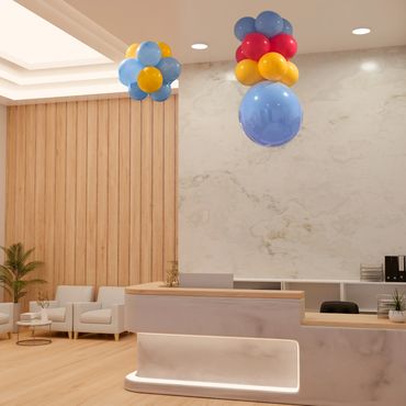 Brand Activation. Balloon Chandelier. Topiary. Blue balloons. Balloons near me 92618.