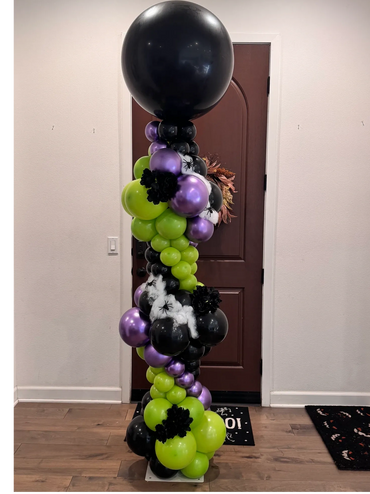 8' Column. Halloween balloon decor. Purple balloons. Green balloons. Balloons near me 92618.