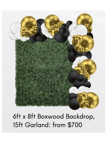 Boxwood Backdrop with Balloons