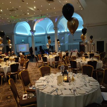 Award ceremony with balloons for tables