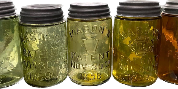 Colored Mason fruit jars