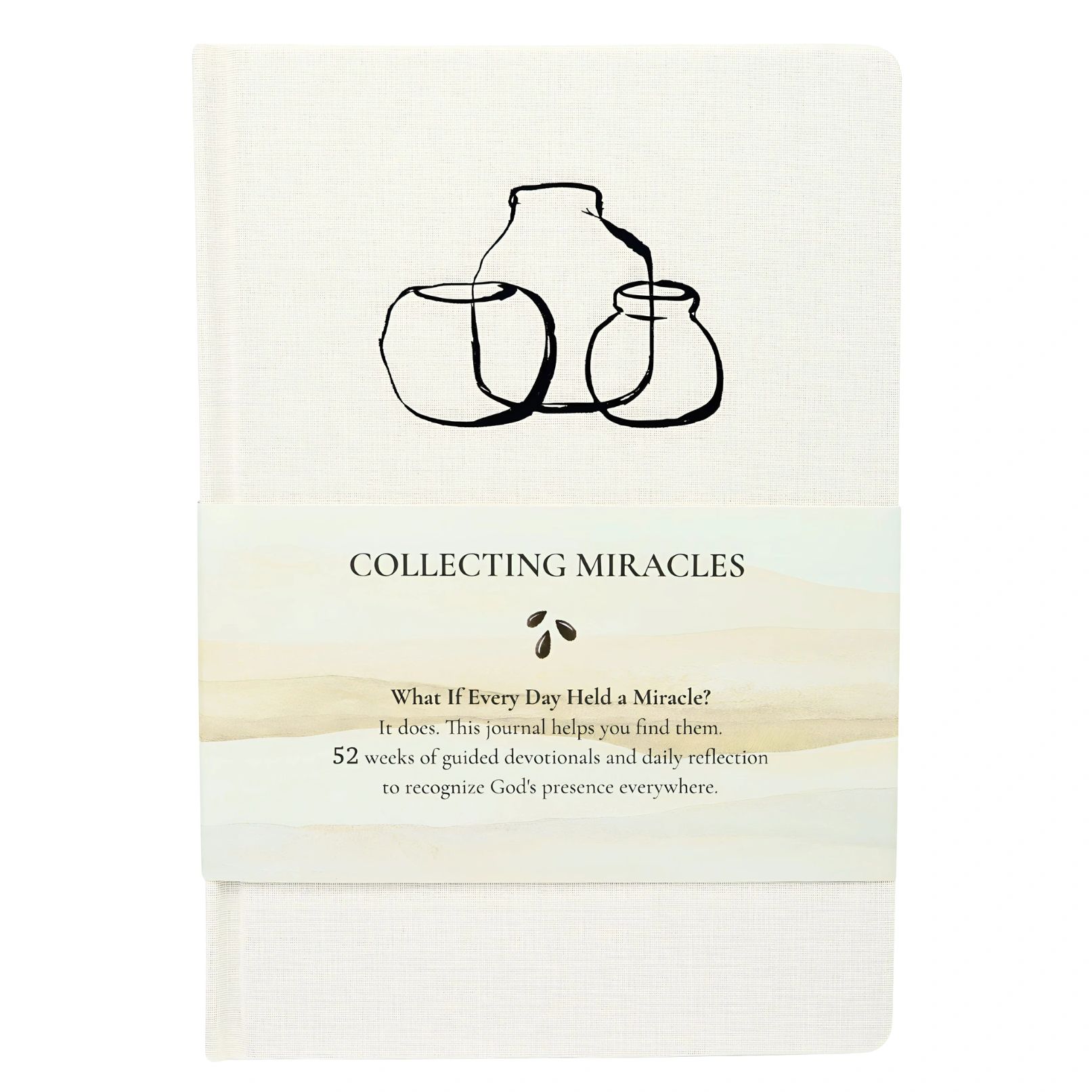 Collecting Miracles Christian gratitude and prayer journal in off white linen cover