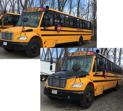 2 School Buses from Northstar Bus Company showing both Northstar Bus and LaSalle Academy signage on 