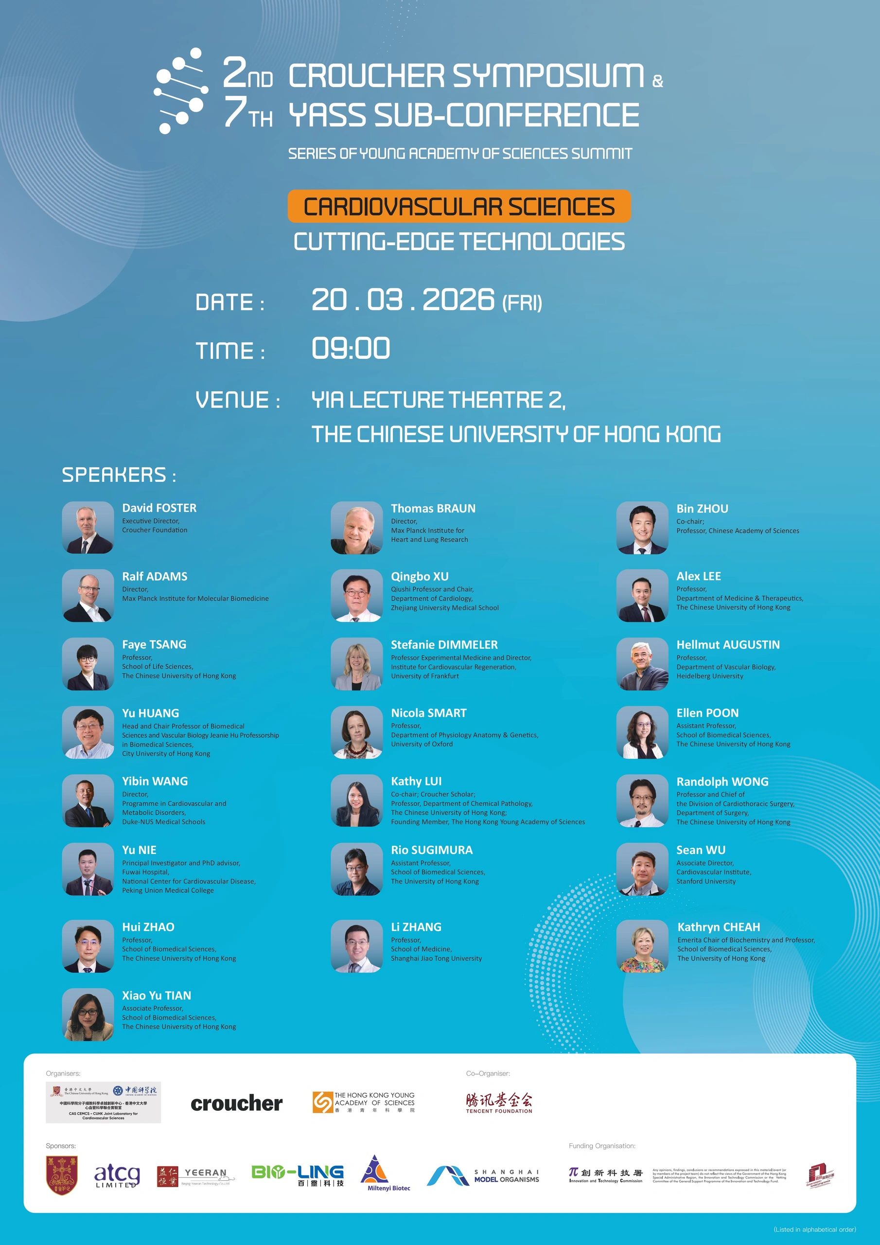Poster for the 2nd Croucher Symposium on Cardiovascular Sciences, held on 20 March 2026 at The Chinese University of Hong Kong.