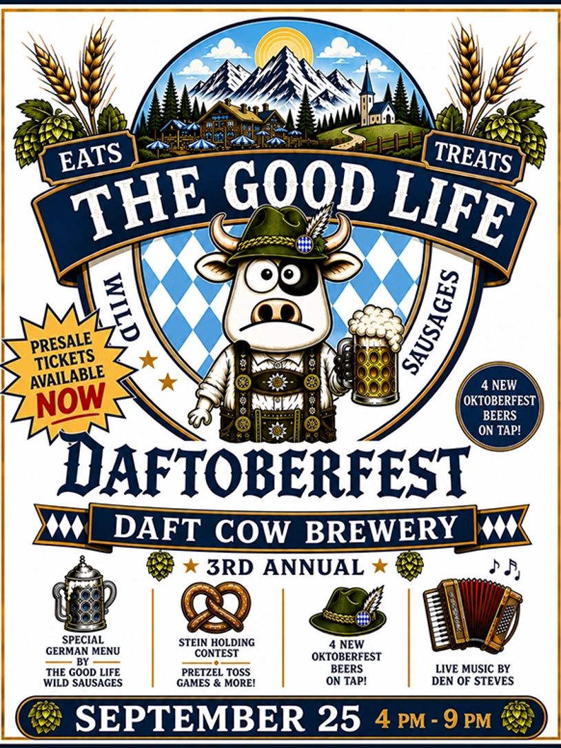 Poster for The Good Life Daftoberfest event with Oktoberfest theme.
