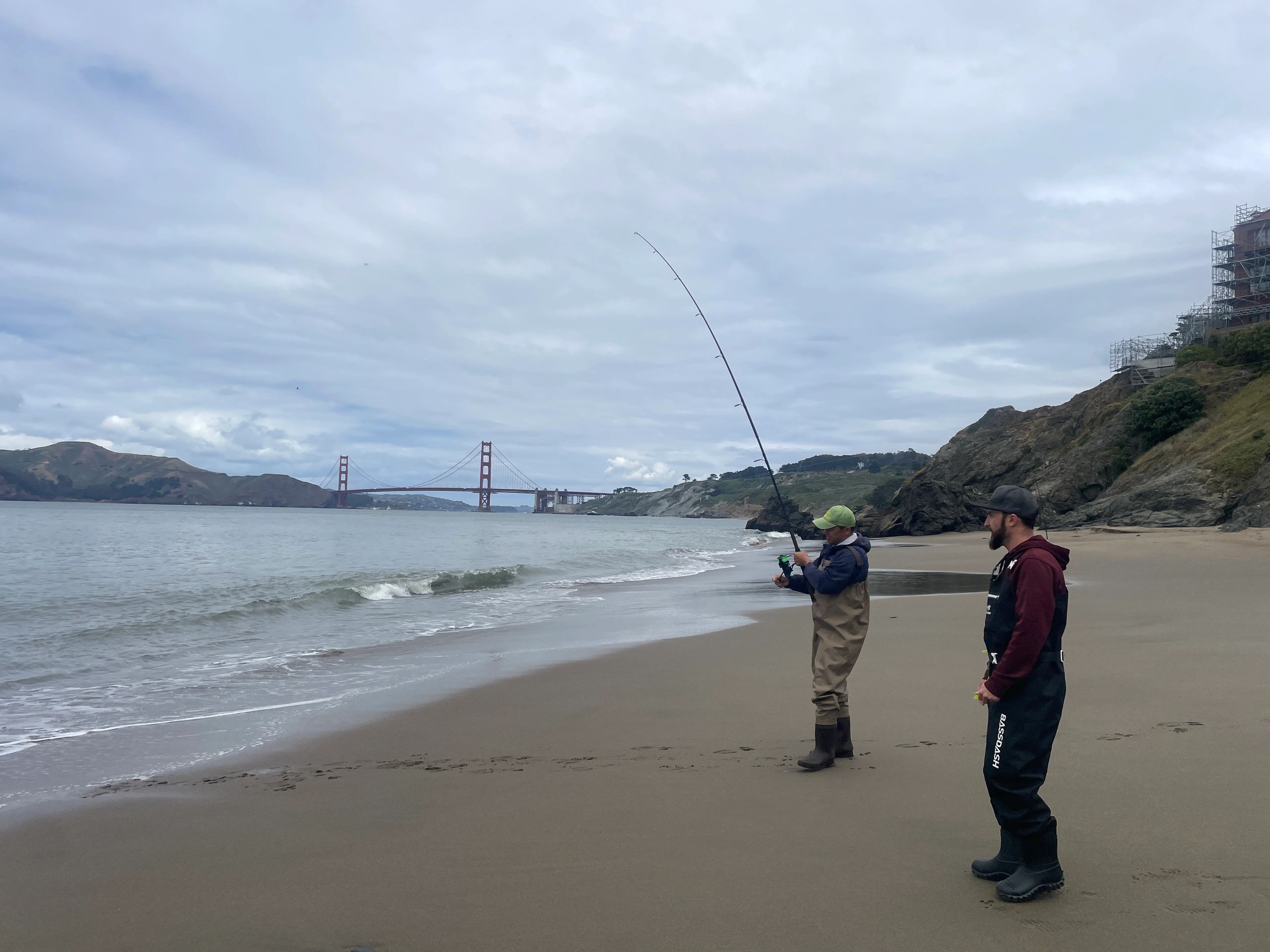Crab fishing from shore in San Francisco