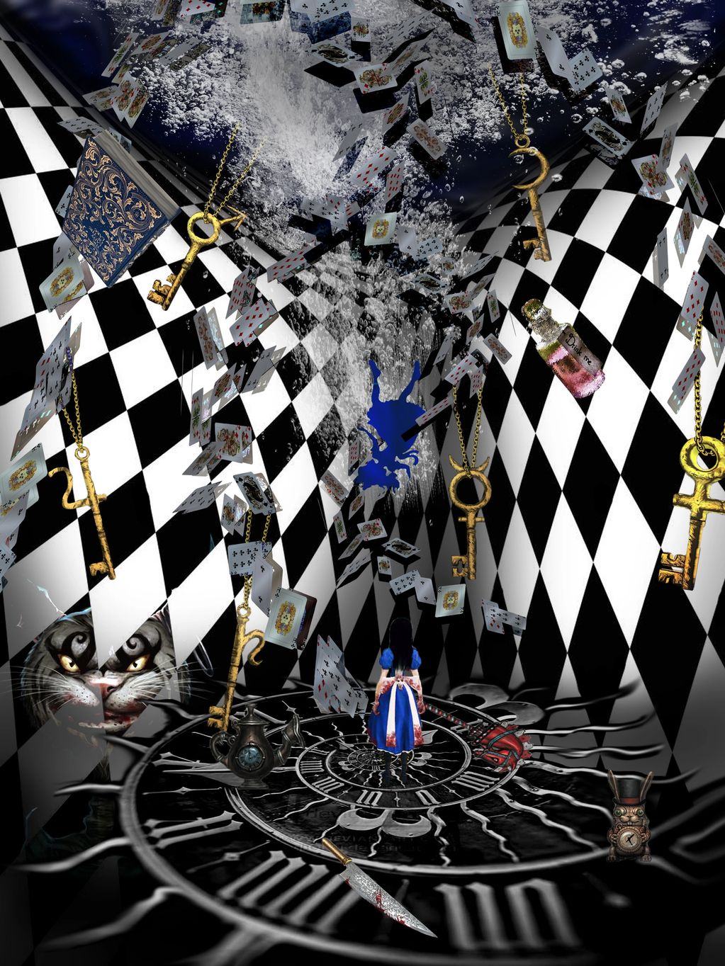 Collage piece based on Alice in Wonderland