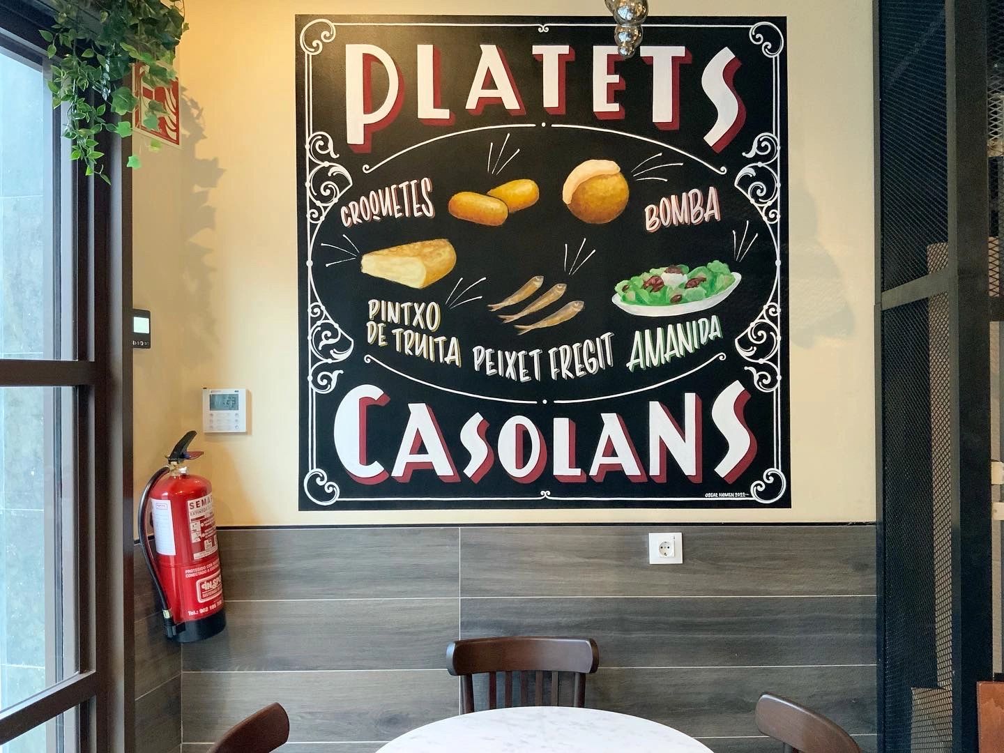 mural rotulación tradicional a pincel vermutería barcelona