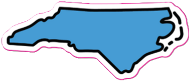 Illustration of North Carolina state map filled with blue.
