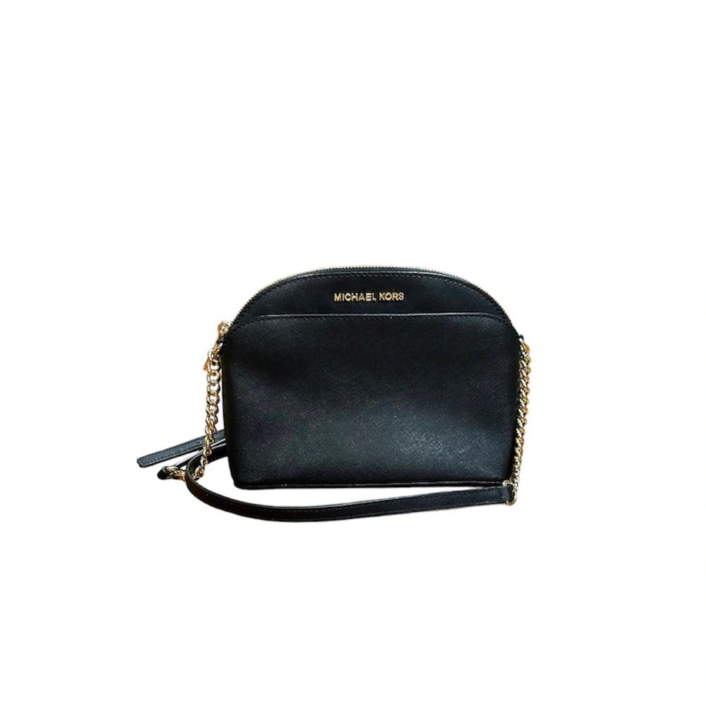 Michael Kors Black Dome Crossbody Purse w/ Gold Chain