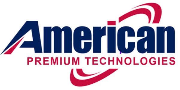 Logo of American Premium Technologies with blue and red colors.