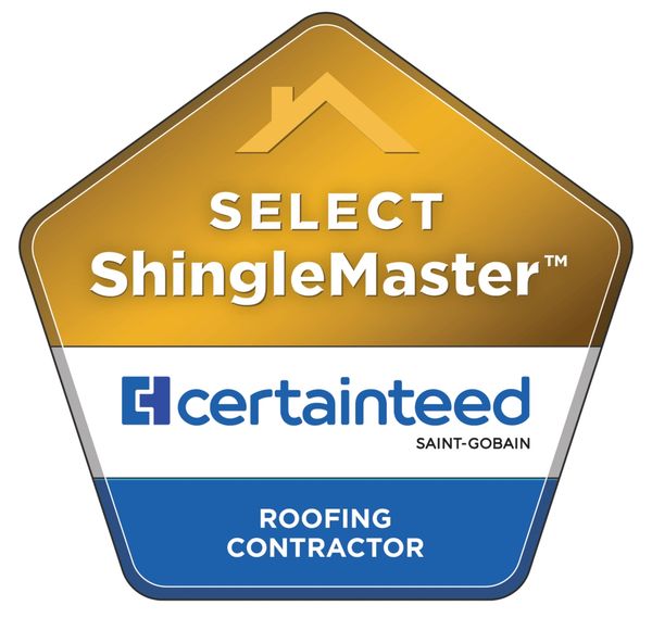 Select ShingleMaster CertainTeed roofing contractor badge.