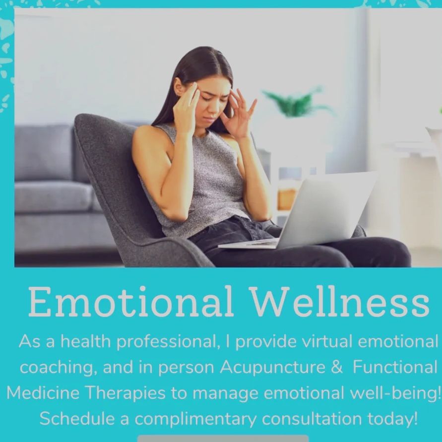 Women with emotional stress trying to work and looking for natural solutions to help her mood.