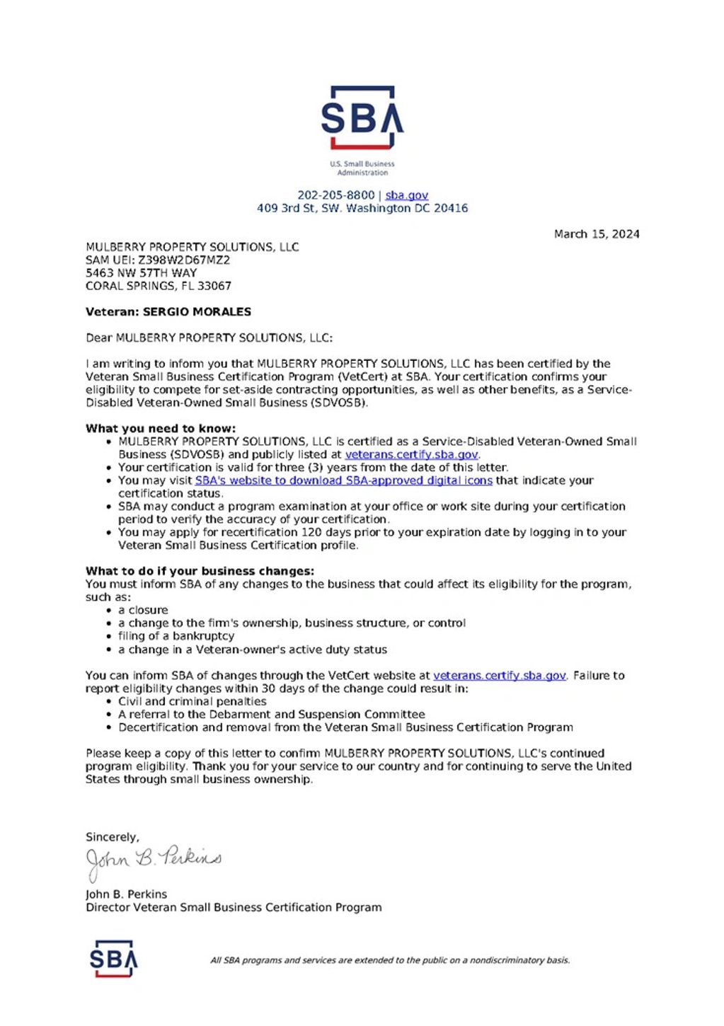 SDVOSB - Service Disabled Veteran Owned Small Business
