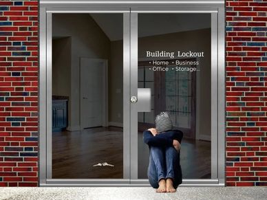 Pic shows indevidual in distress for locking themselves out of their building.