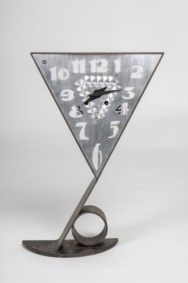 Dteel and anodized aluminum very cool clock sculpture