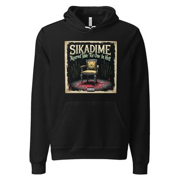 Black hoodie with Sikadime album cover design.