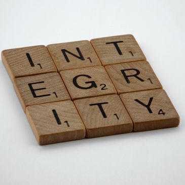Wooden Scrabble Pieces Spell Out Integrity On A White Background