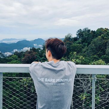 The Bare Minimum Acid Wash Tee designed in singapore. BARE. logo at the chest. Minimalist apparel