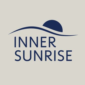 Logo with sun and wave graphic and text Inner Sunrise.