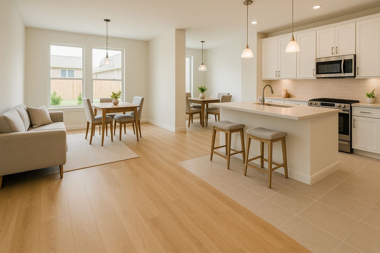How to Mix and Match Flooring in an Open-Concept Home, image size:1280x853