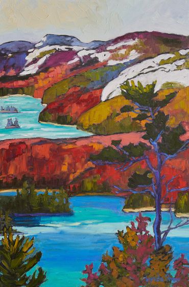 Killarney Fall View of the La Cloche Mtns, 30x20"w, framed size 34x24"w, unframed $760. Available at