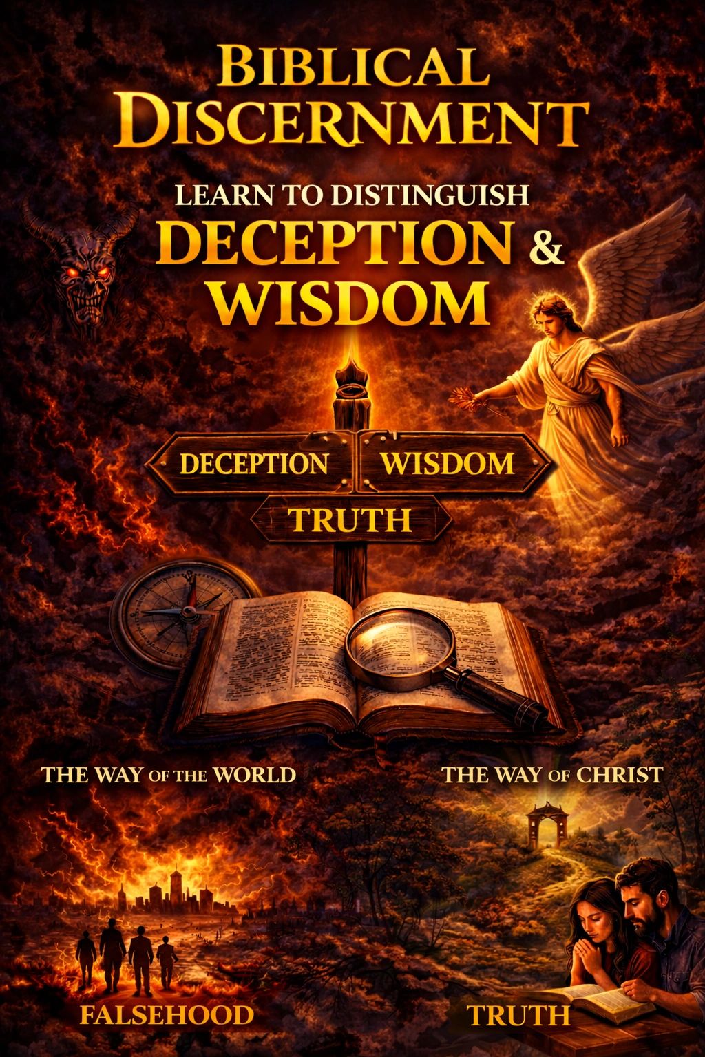 Biblical discernment teaches distinguishing deception from wisdom through truth and faith.