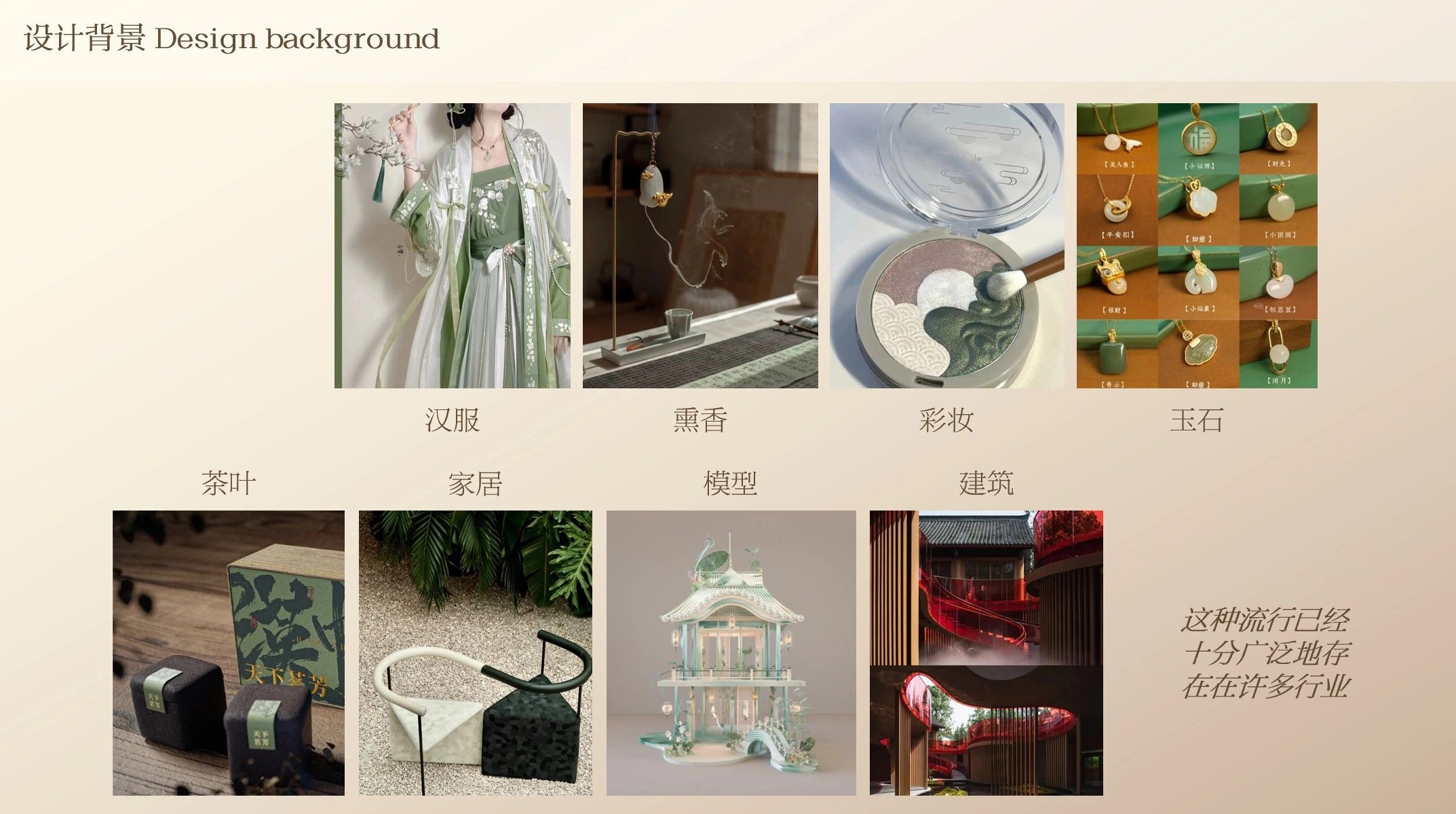 设计背景展示汉服、熏香、彩妆、玉石等元素。