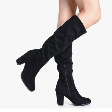 DREAM PAIRS Women's Chunky Heel Knee High and Up Boots.