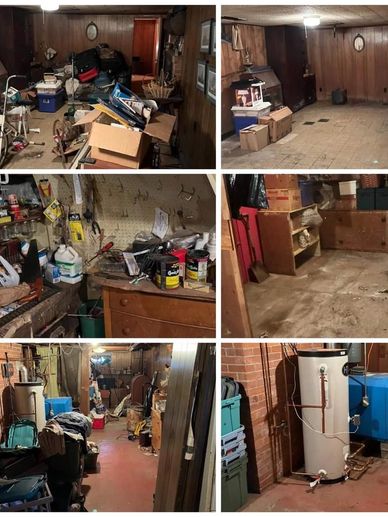 A collage of images showcasing various rooms in a house, including a living room, kitchen, and bedroom.