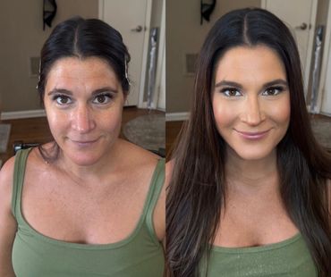 Romantic makeup with pink lips and champagne shimmer in Folsom
