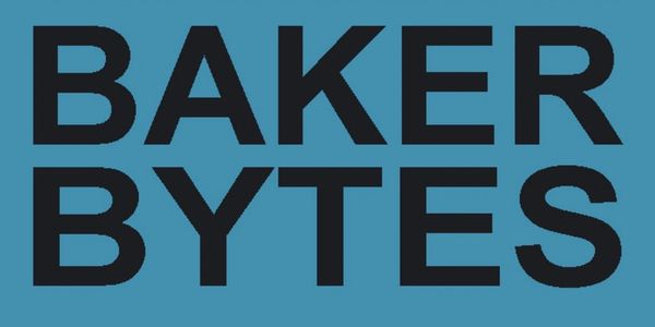 Company Logo, showing Baker Bytes name and 0’s & 1’s relating to the computer binary language.