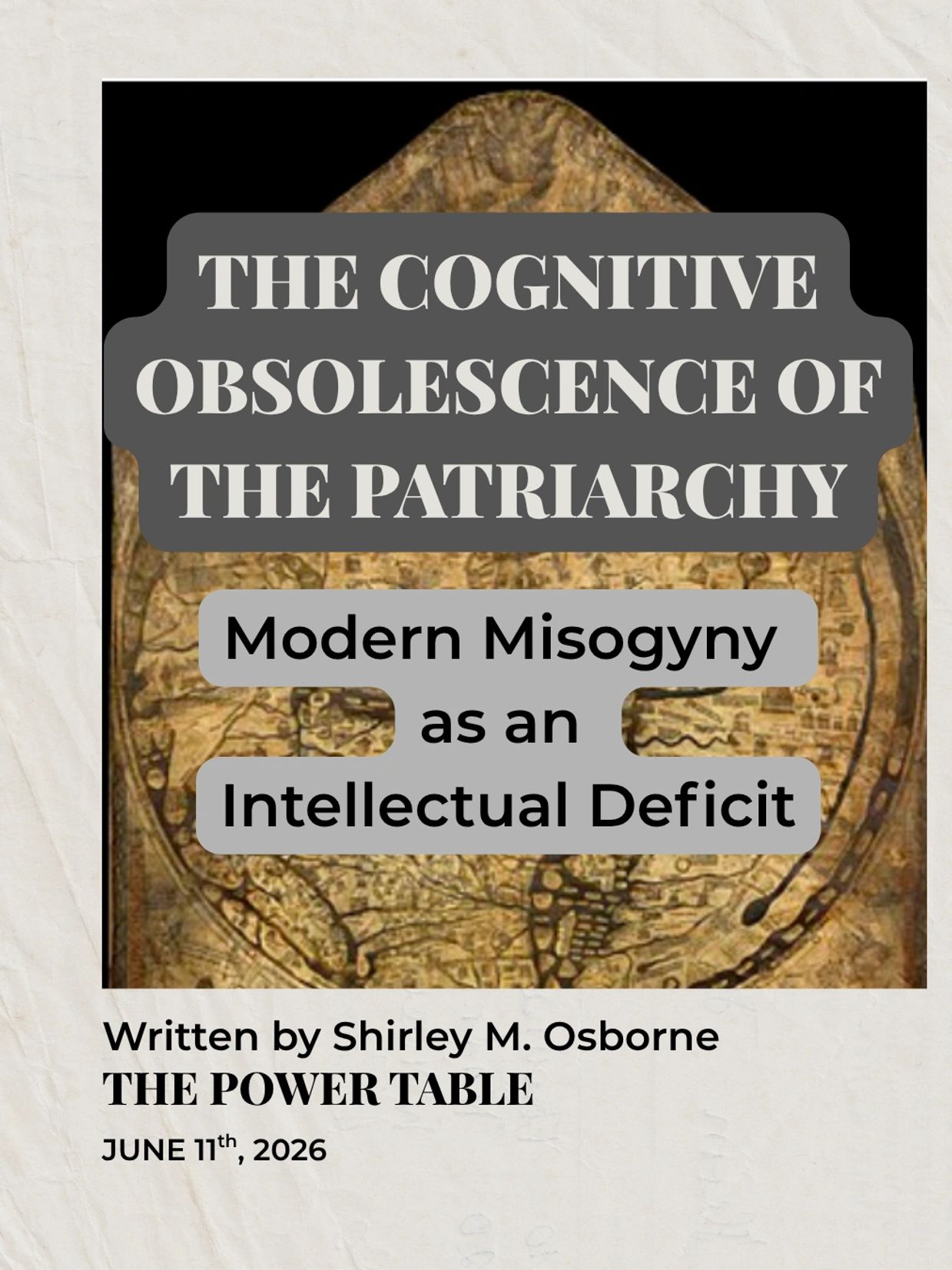 Book cover titled 'The Cognitive Obsolescence of the Patriarchy' by Shirley M. Osborne.