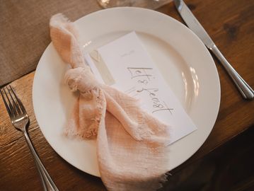 Peach Napkin and printed menu