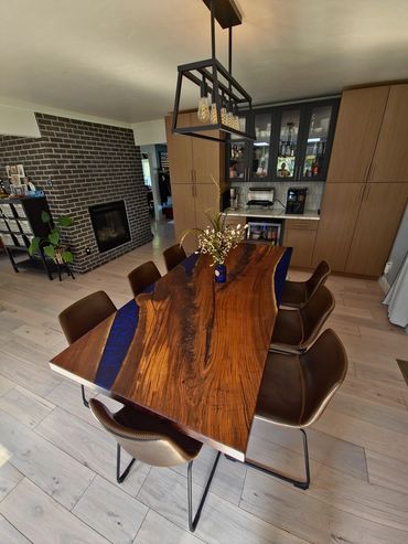 Black walnut dining table, custom built in Colorado and delivered to a home in Palisade, CO.