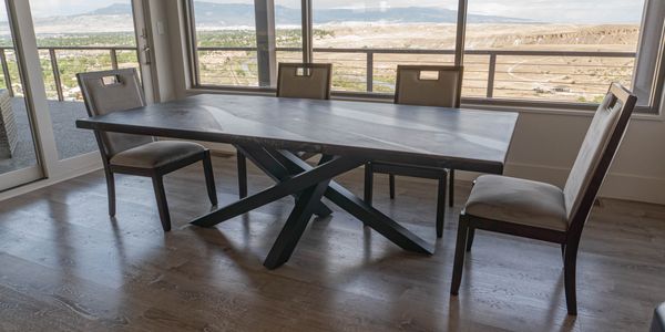 Custom Live Edge Black Walnut Epoxy Dining Table in Aspen, Colorado