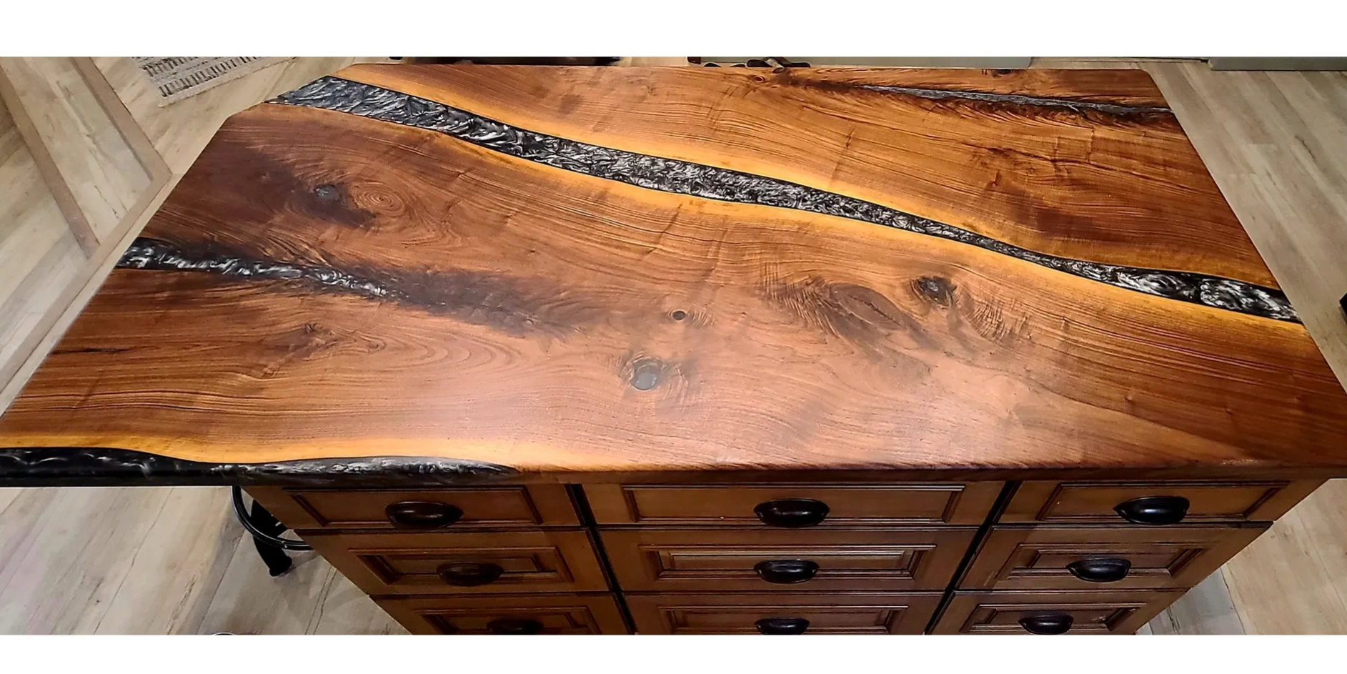 Custom Black Walnut Live Edge Epoxy Kitchen Island in Grand Junction, CO