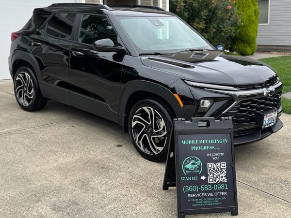 Freshly detailed black SUV at a residential home in Vancouver WA - Mobile Detailing near me