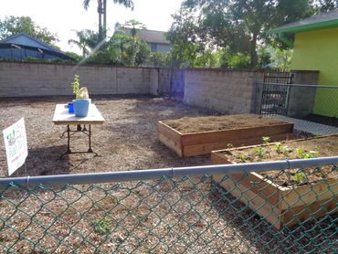 raised bed garden located at a daycare center