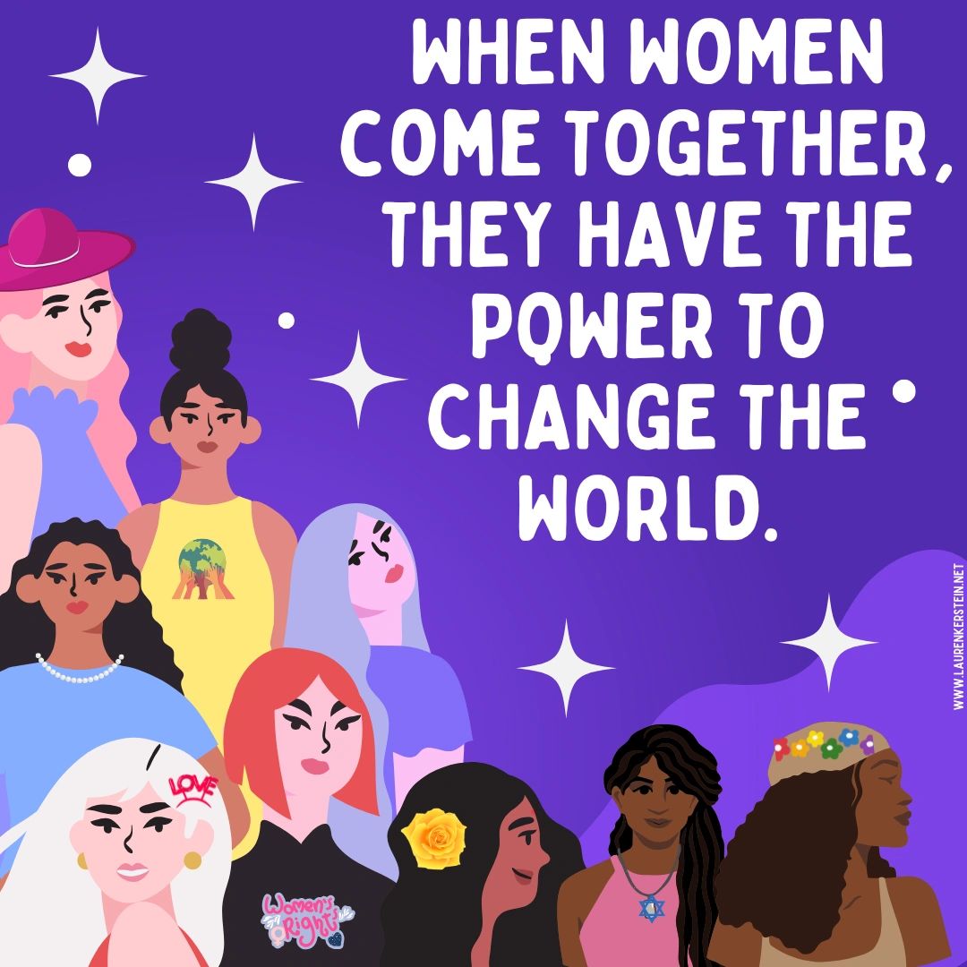 Illustration of diverse women with a quote about their power to change the world.