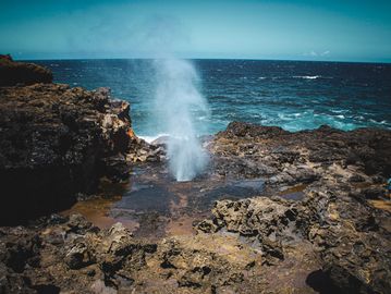 The Famous Blowhole on the North end of Maui during high tide, near Honolua Bay