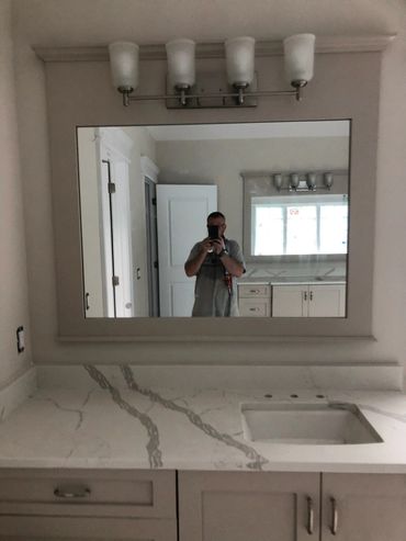 Custom bathroom mirror installation, NJ